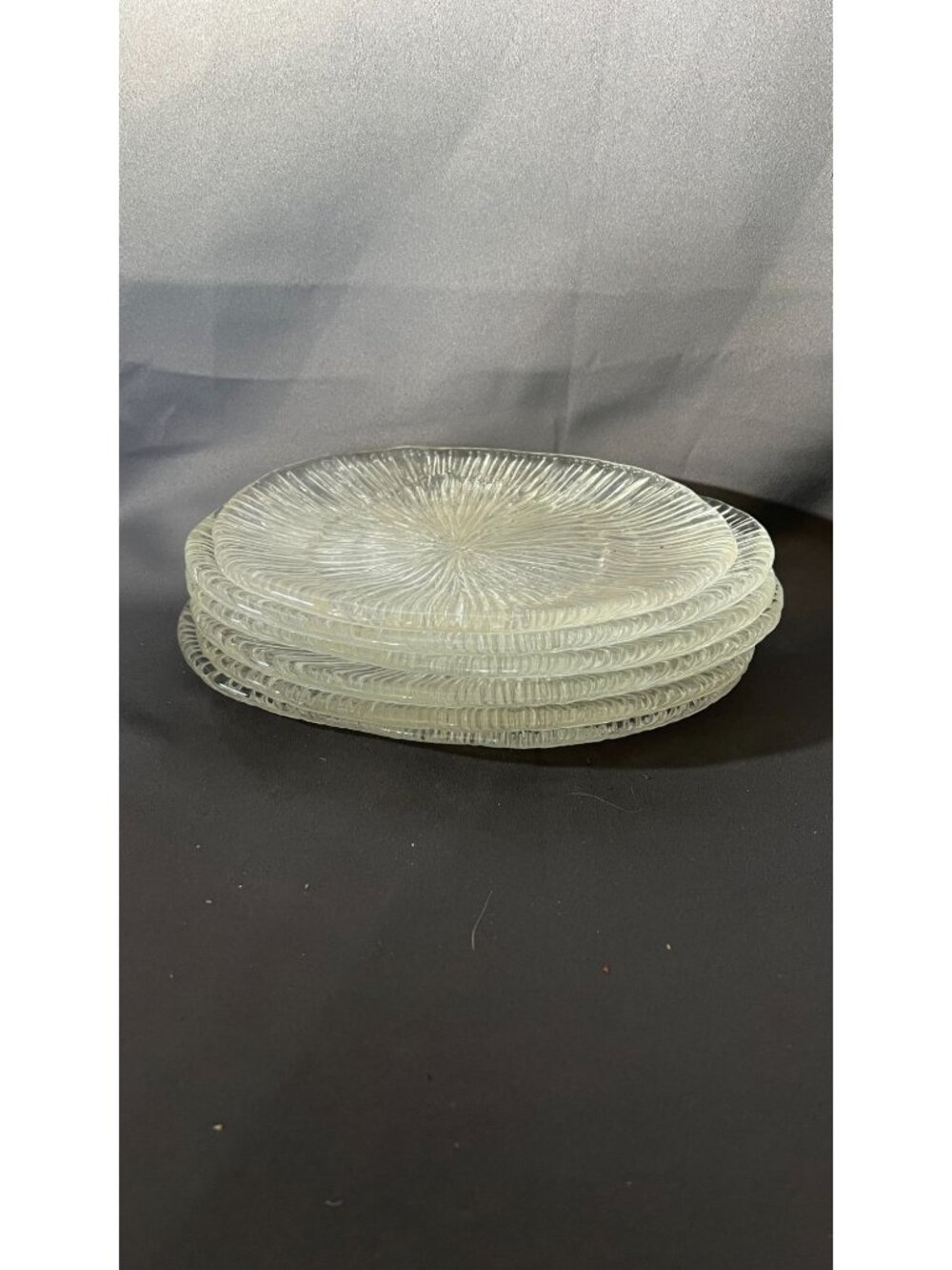 Sasaki Rain Glass Clear Plates Set Of 6 With Textured Design
